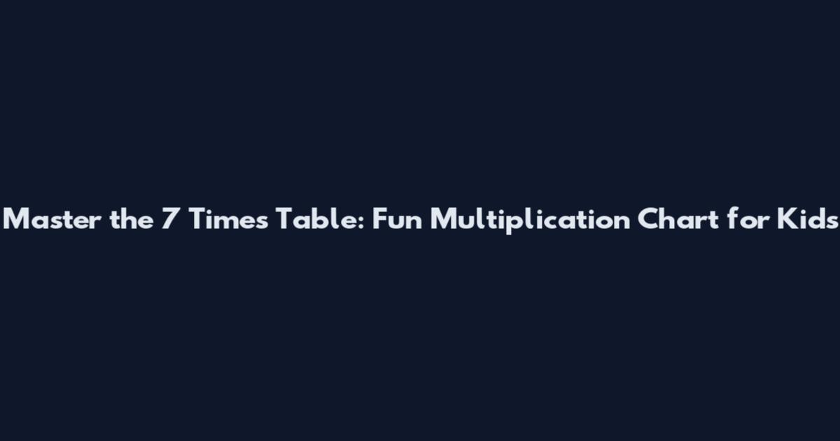 Master the 7 Times Table: Fun Multiplication Chart for Kids