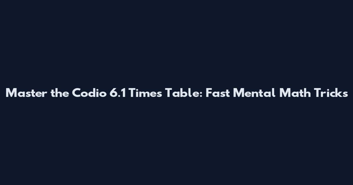 Master the Codio 6.1 Times Table: Fast Mental Math Tricks