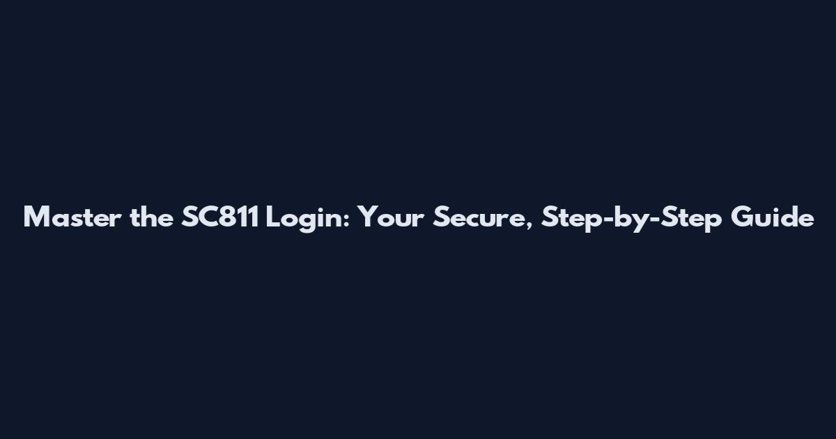 Master the SC811 Login: Your Secure, Step-by-Step Guide