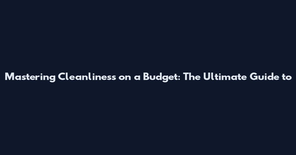 Mastering Cleanliness on a Budget: The Ultimate Guide to