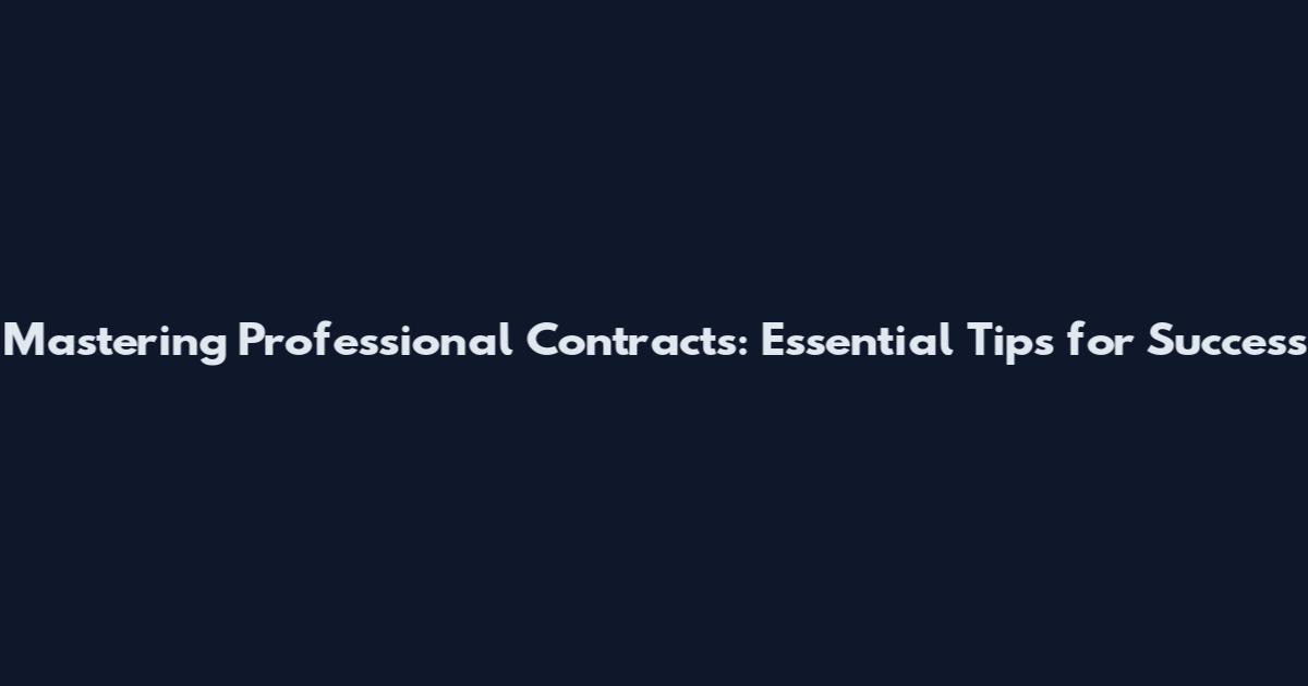 Mastering Professional Contracts: Essential Tips for Success