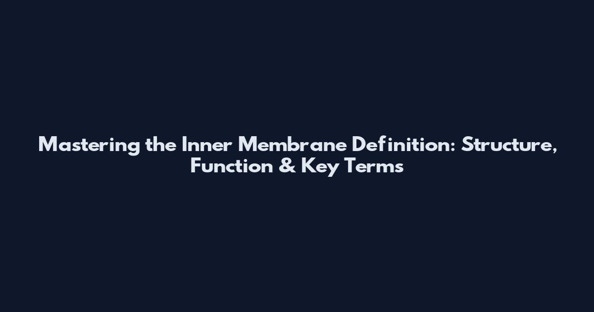 Mastering the Inner Membrane Definition: Structure, Function & Key Terms