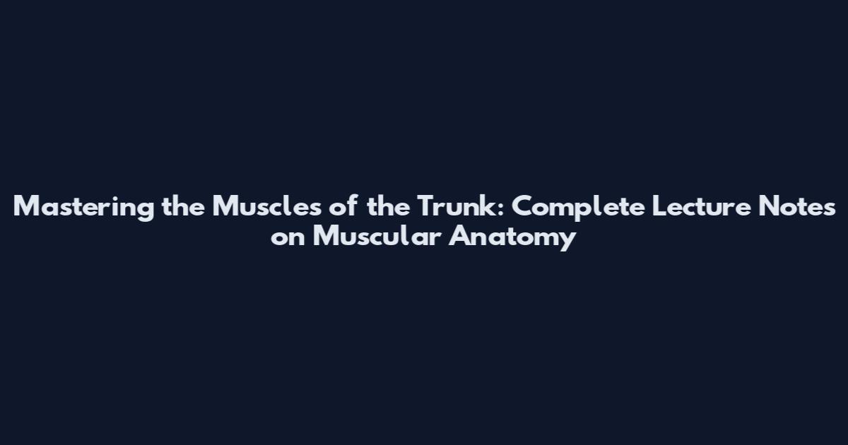 Mastering the Muscles of the Trunk: Complete Lecture Notes on Muscular Anatomy