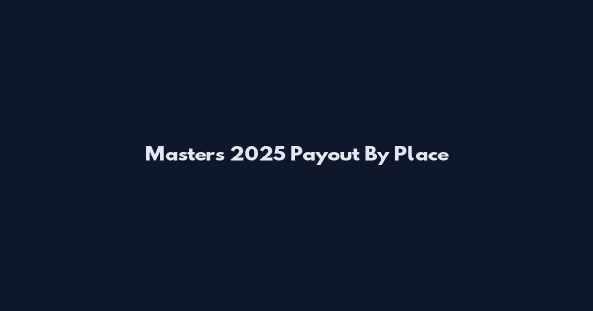 Masters 2025 Payout By Place