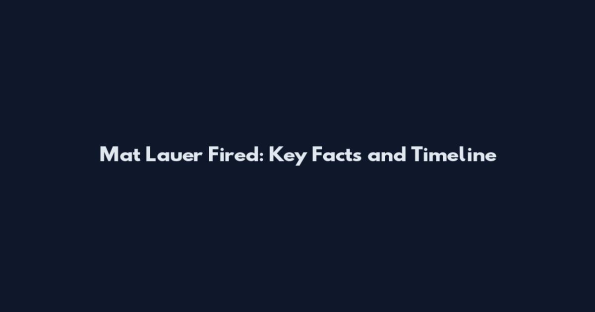Mat Lauer Fired: Key Facts and Timeline