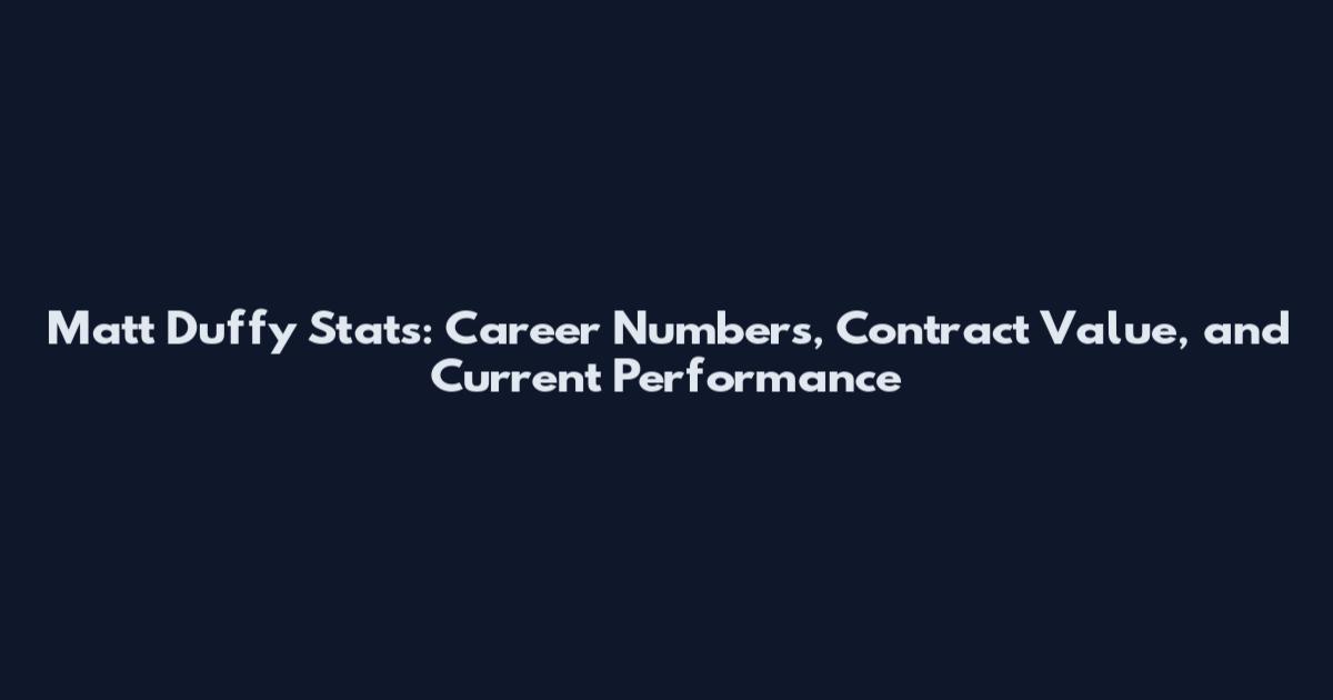 Matt Duffy Stats: Career Numbers, Contract Value, and Current Performance