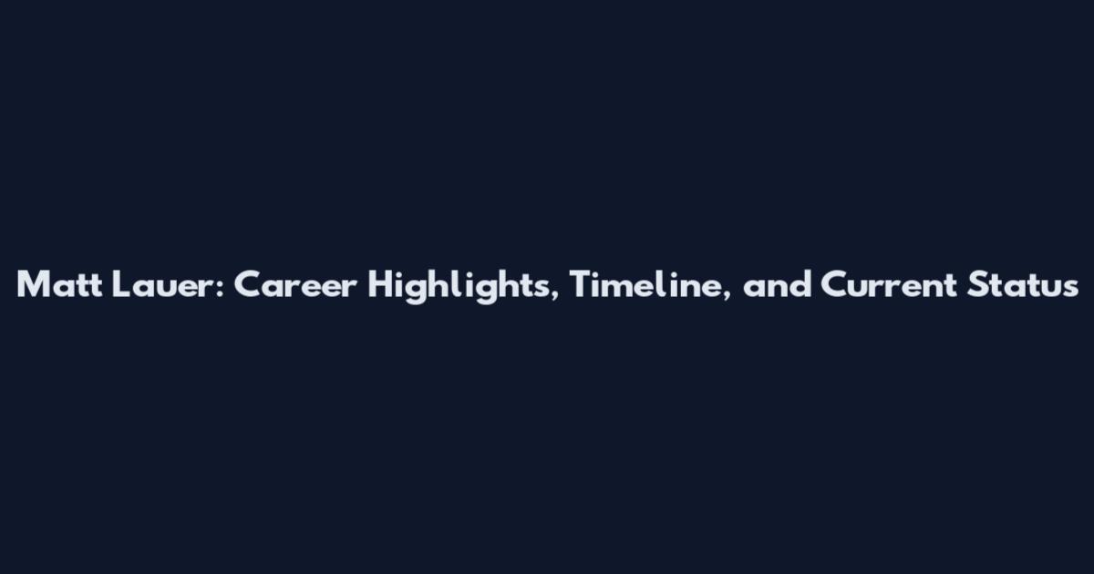 Matt Lauer: Career Highlights, Timeline, and Current Status