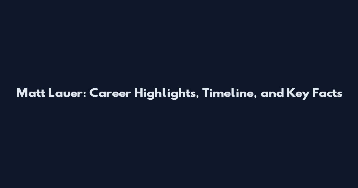 Matt Lauer: Career Highlights, Timeline, and Key Facts