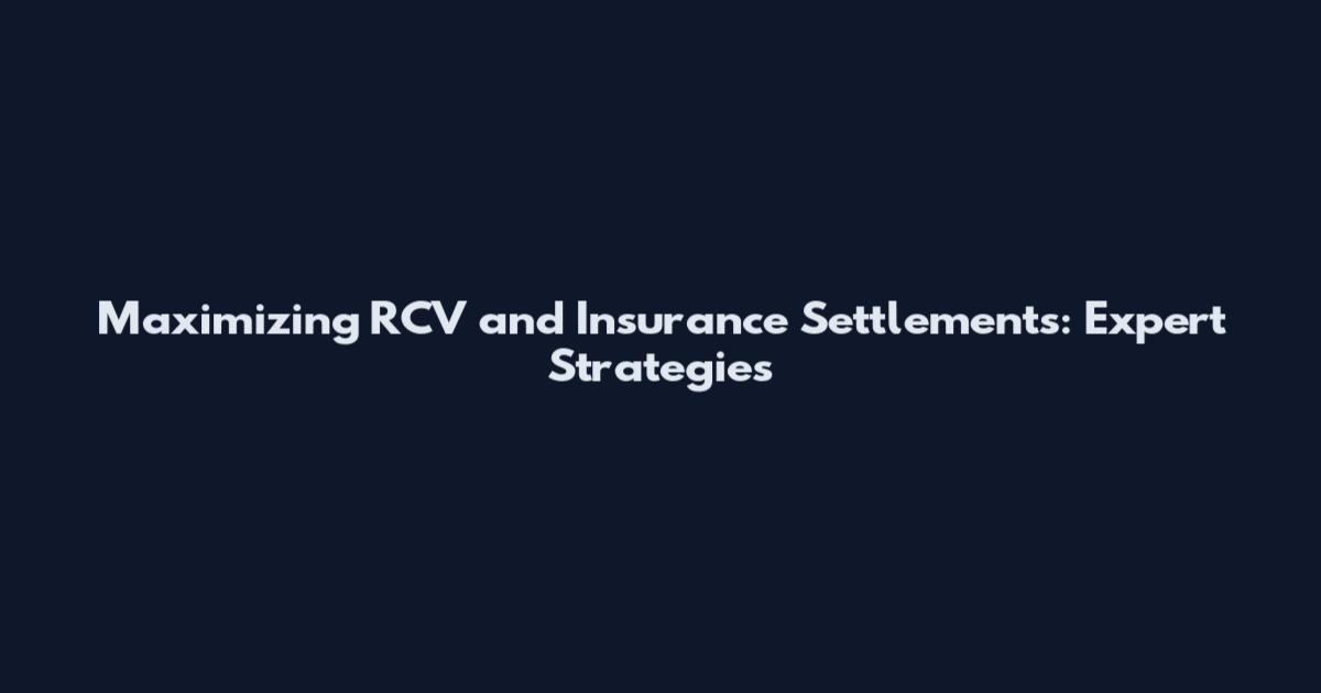 Maximizing RCV and Insurance Settlements: Expert Strategies