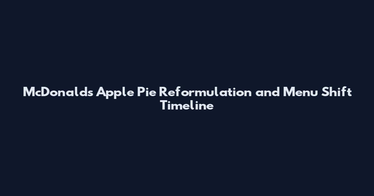 McDonald's Apple Pie Reformulation and Menu Shift Timeline