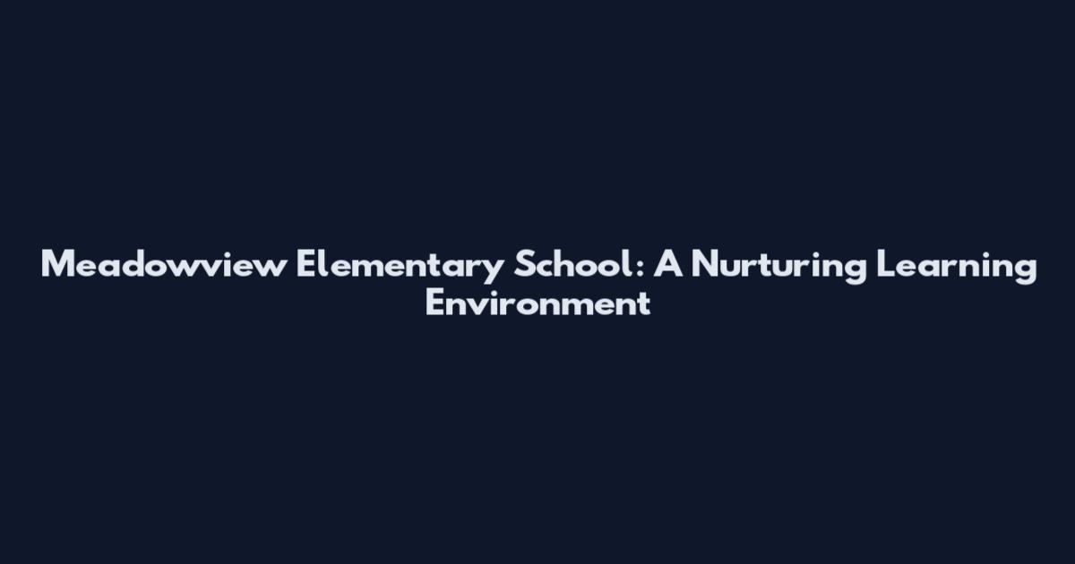 Meadowview Elementary School: A Nurturing Learning Environment