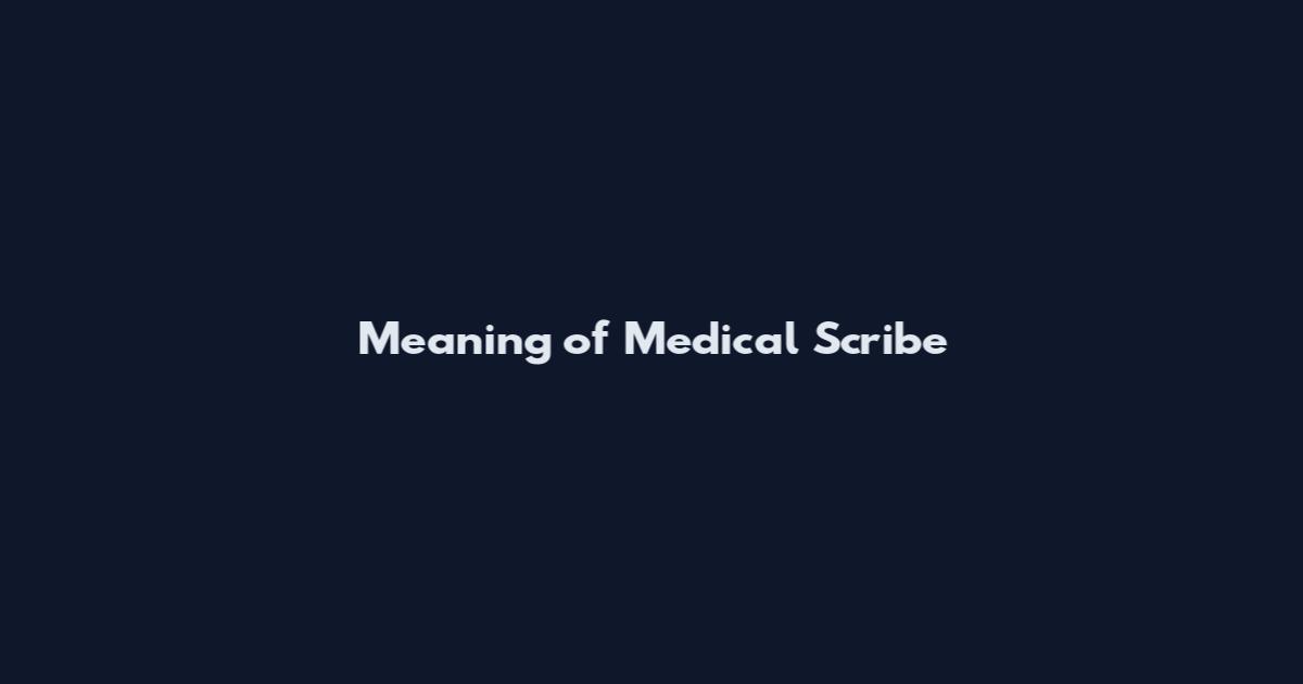 Meaning of Medical Scribe