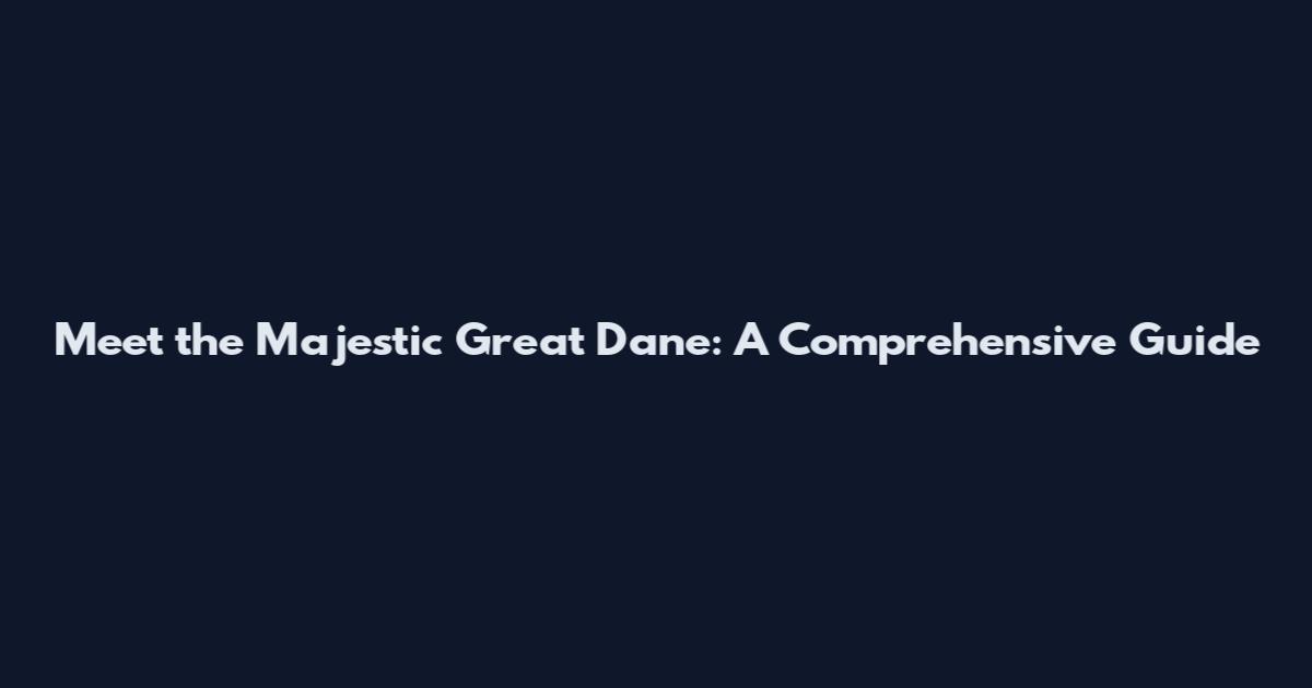 Meet the Majestic Great Dane: A Comprehensive Guide