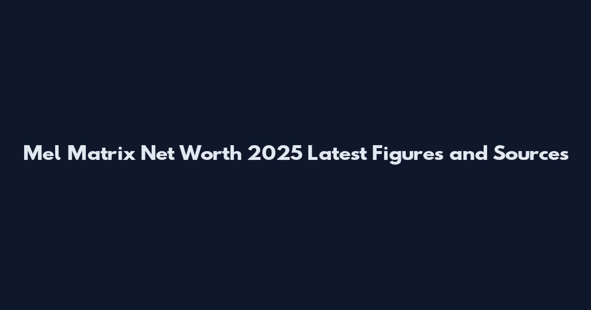 Mel Matrix Net Worth 2025 Latest Figures and Sources