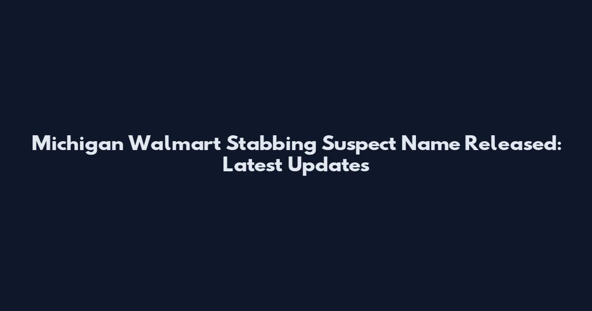 Michigan Walmart Stabbing Suspect Name Released: Latest Updates