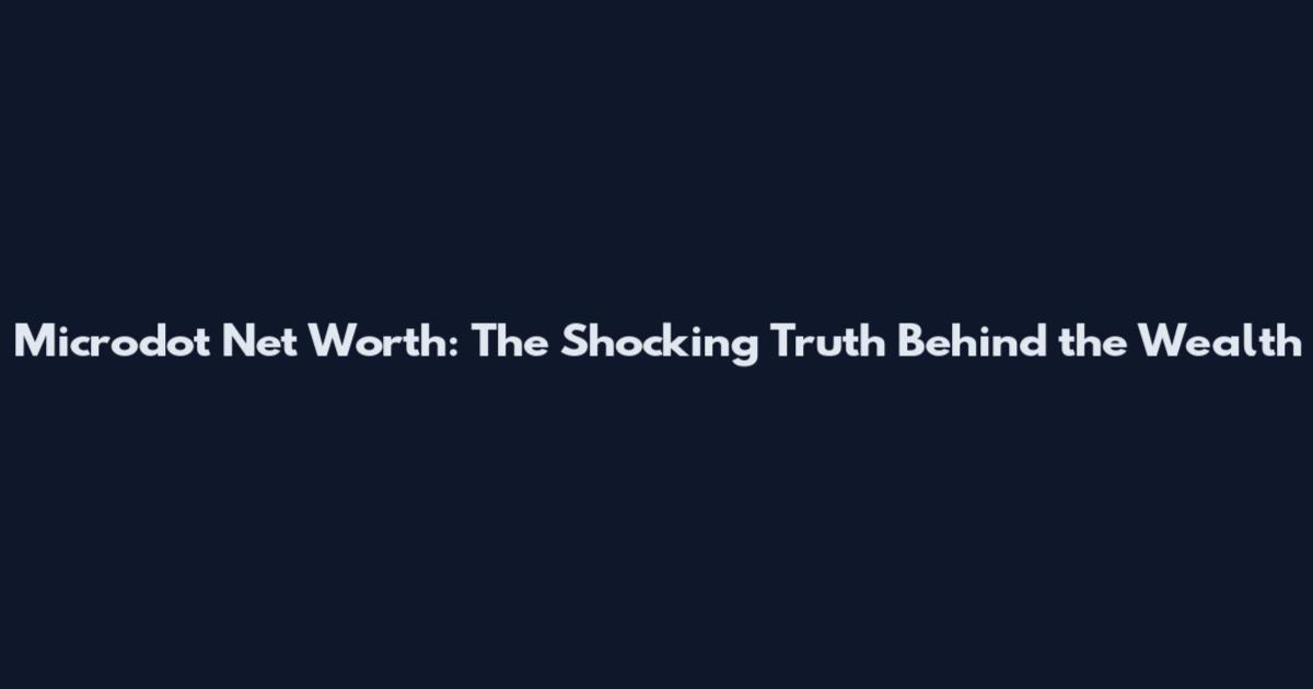 Microdot Net Worth: The Shocking Truth Behind the Wealth