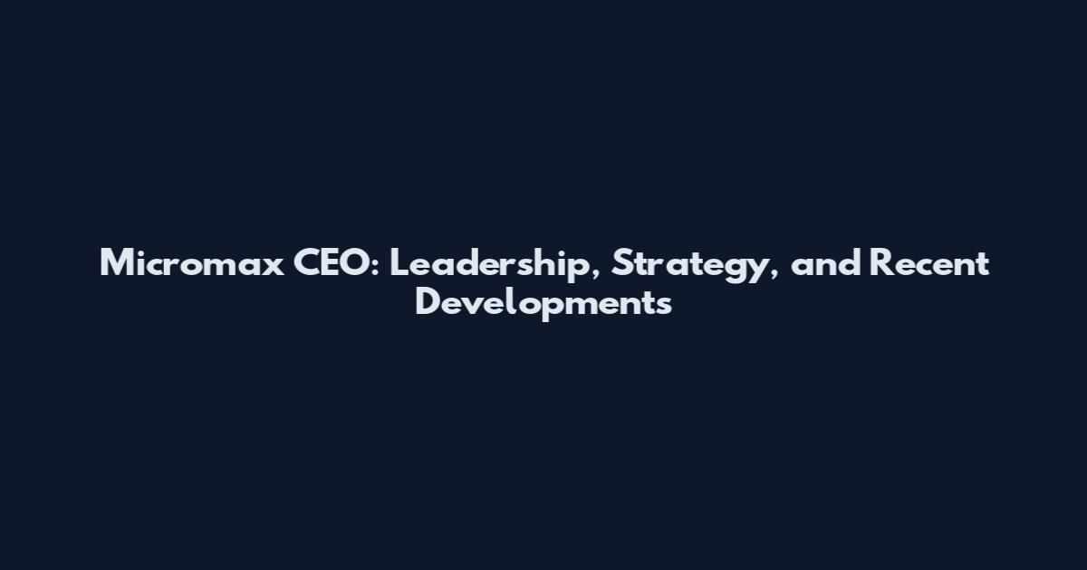 Micromax CEO: Leadership, Strategy, and Recent Developments