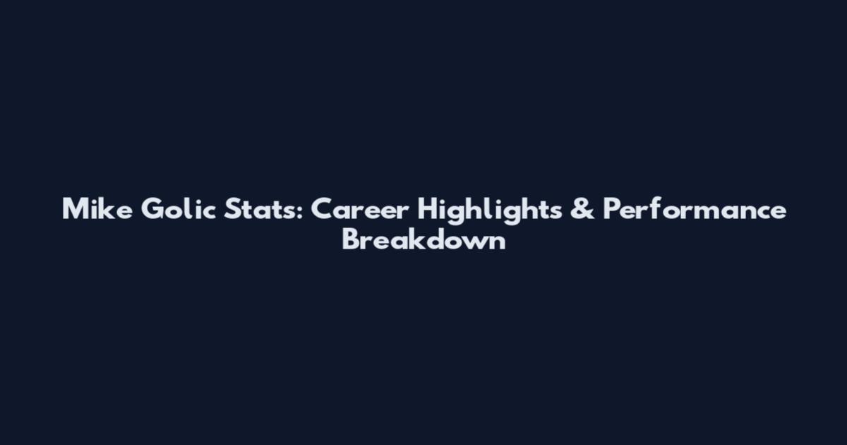 Mike Golic Stats: Career Highlights & Performance Breakdown