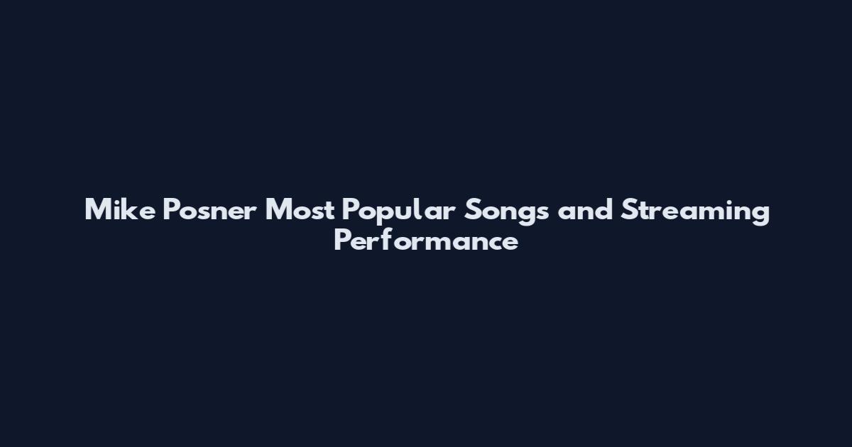 Mike Posner Most Popular Songs and Streaming Performance