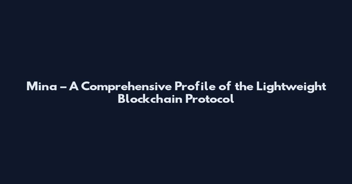 Mina – A Comprehensive Profile of the Lightweight Blockchain Protocol