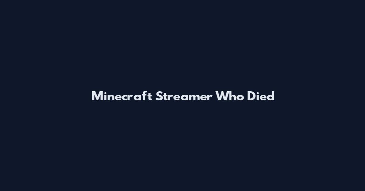 Minecraft Streamer Who Died