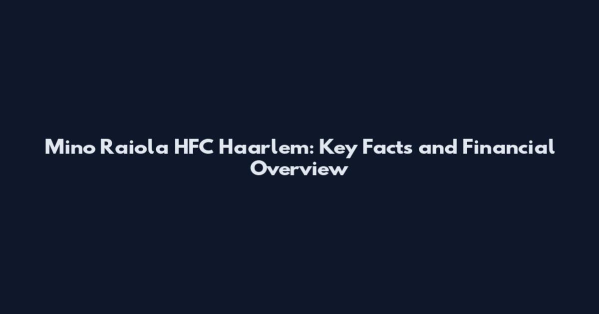 Mino Raiola HFC Haarlem: Key Facts and Financial Overview