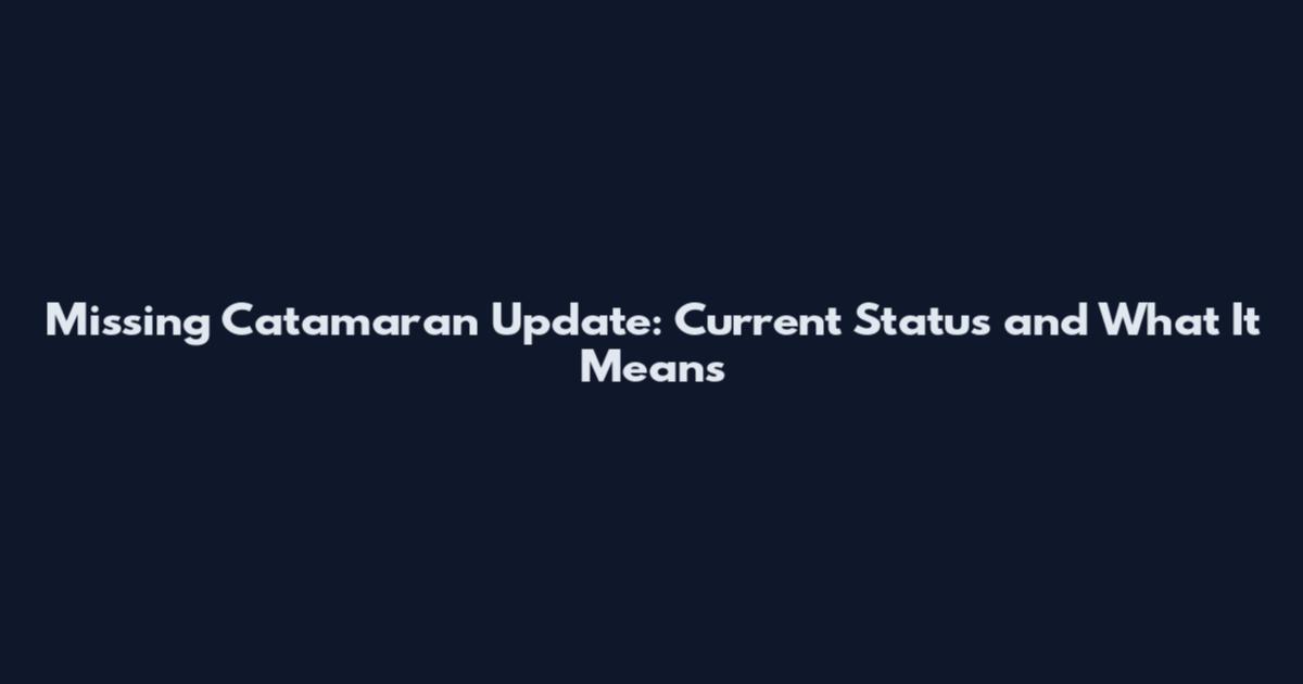 Missing Catamaran Update: Current Status and What It Means