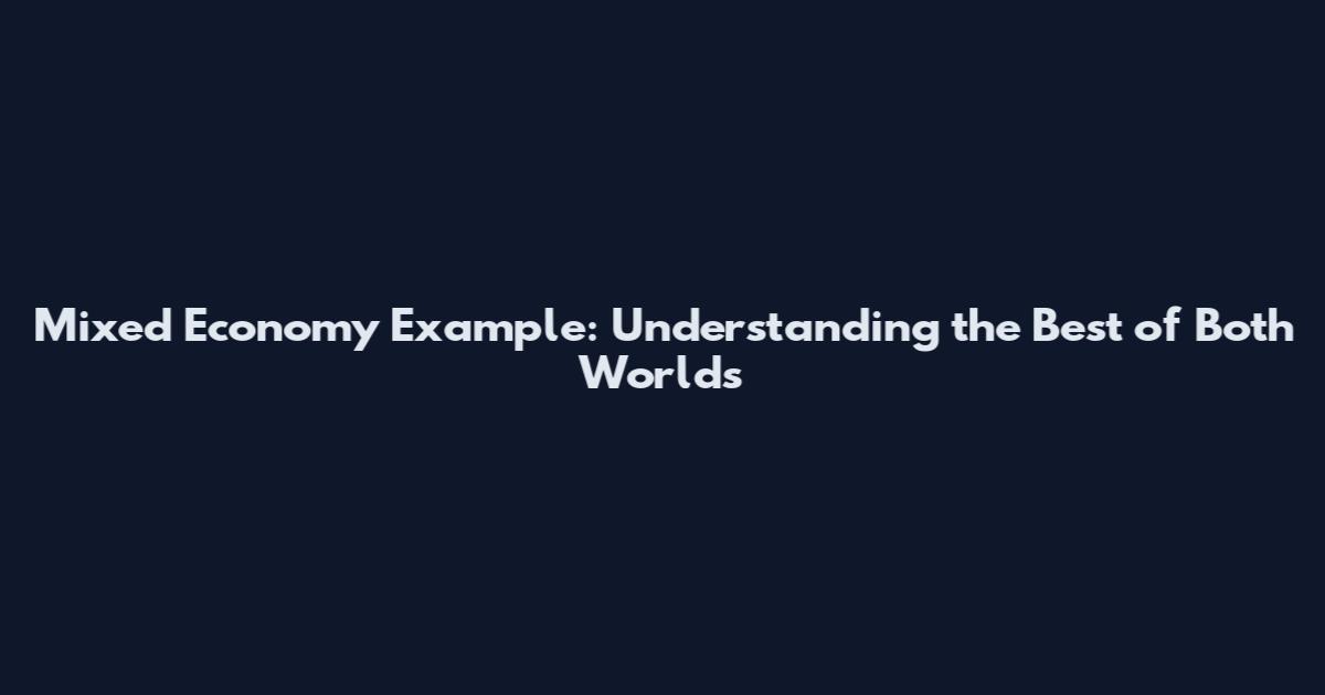 Mixed Economy Example: Understanding the Best of Both Worlds