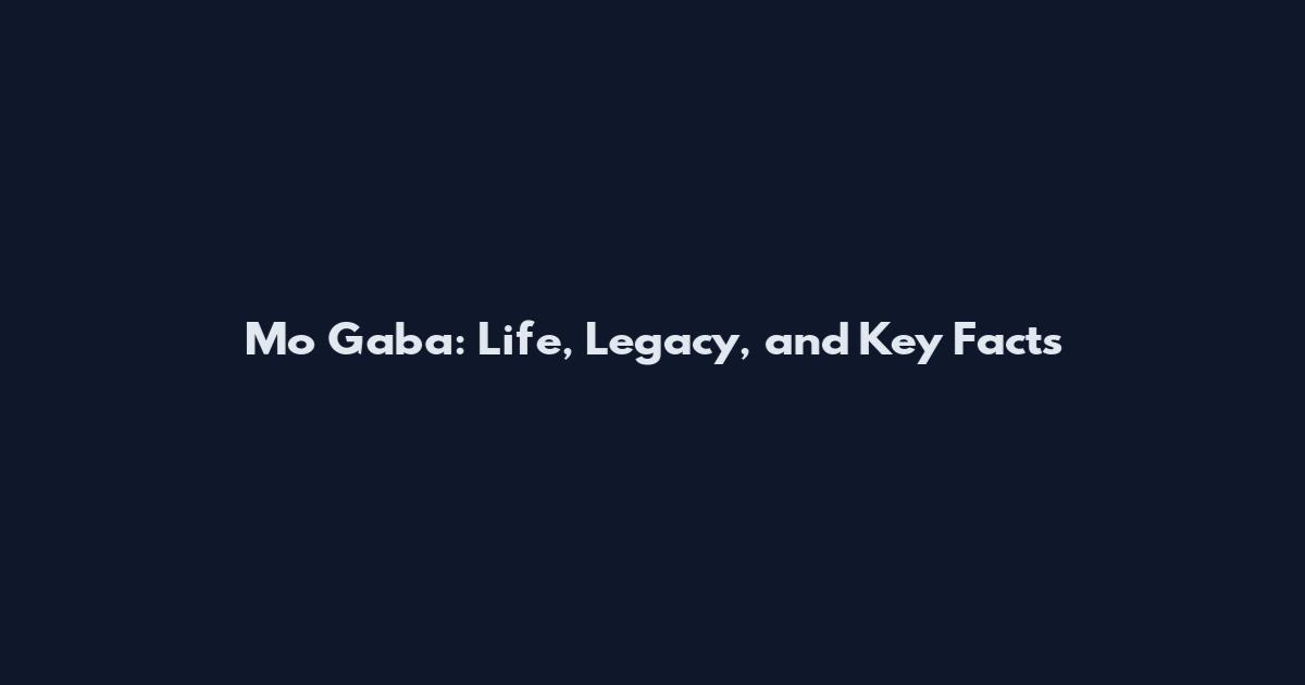 Mo Gaba: Life, Legacy, and Key Facts