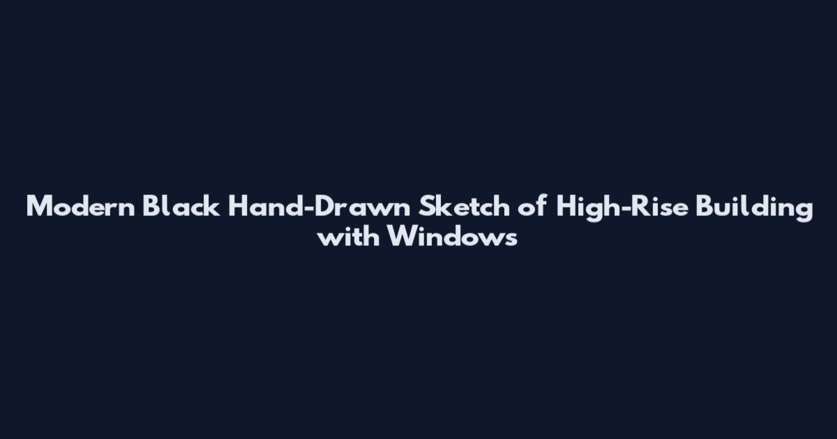 Modern Black Hand-Drawn Sketch of High-Rise Building with Windows