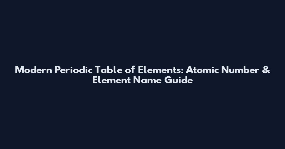 Modern Periodic Table of Elements: Atomic Number & Element Name Guide