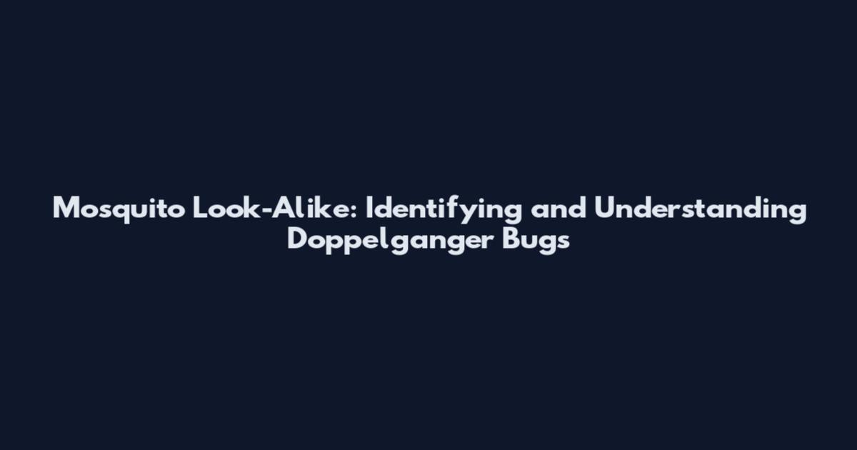 Mosquito Look-Alike: Identifying and Understanding Doppelganger Bugs