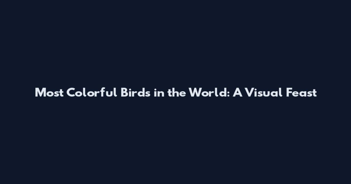 Most Colorful Birds in the World: A Visual Feast