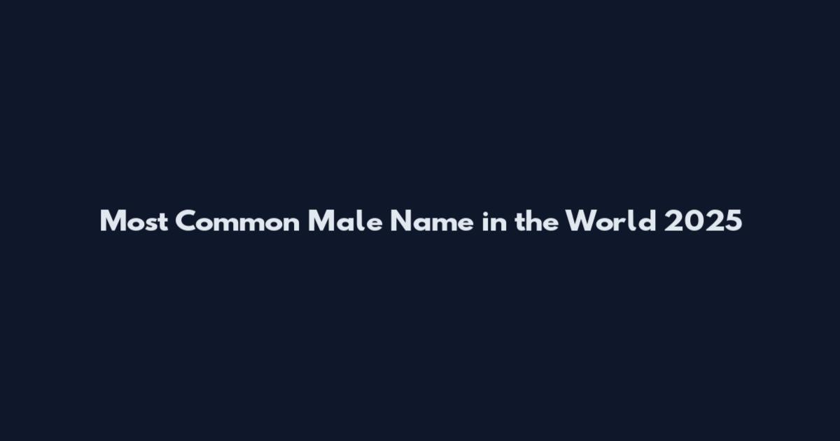 Most Common Male Name in the World 2025