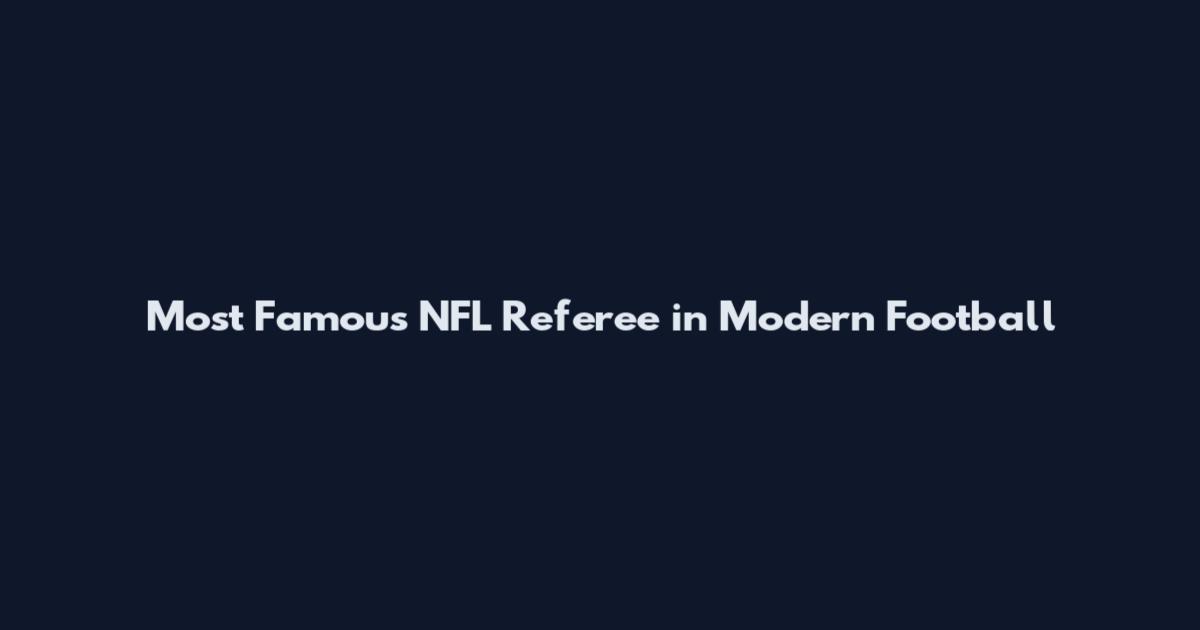 Most Famous NFL Referee in Modern Football