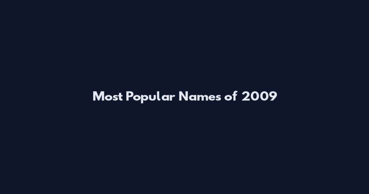 Most Popular Names of 2009