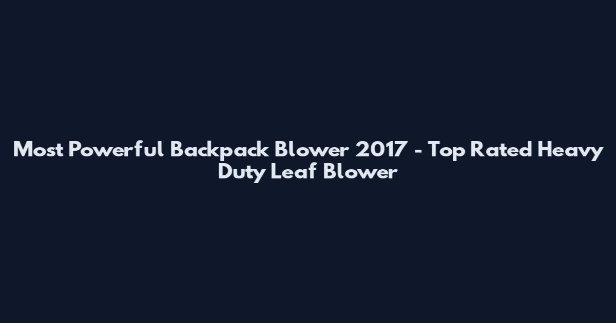 Most Powerful Backpack Blower 2017 - Top Rated Heavy Duty Leaf Blower