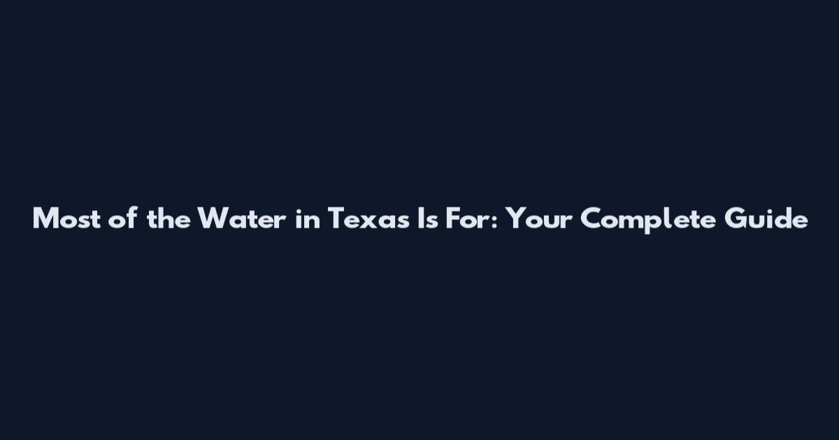 Most of the Water in Texas Is For: Your Complete Guide