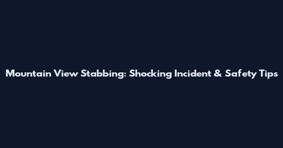 Mountain View Stabbing: Shocking Incident & Safety Tips