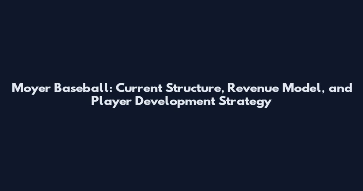 Moyer Baseball: Current Structure, Revenue Model, and Player Development Strategy