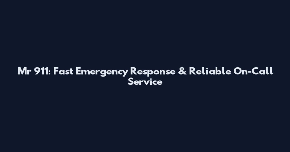 Mr 911: Fast Emergency Response & Reliable On-Call Service