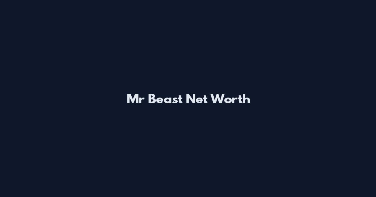 Mr Beast Net Worth