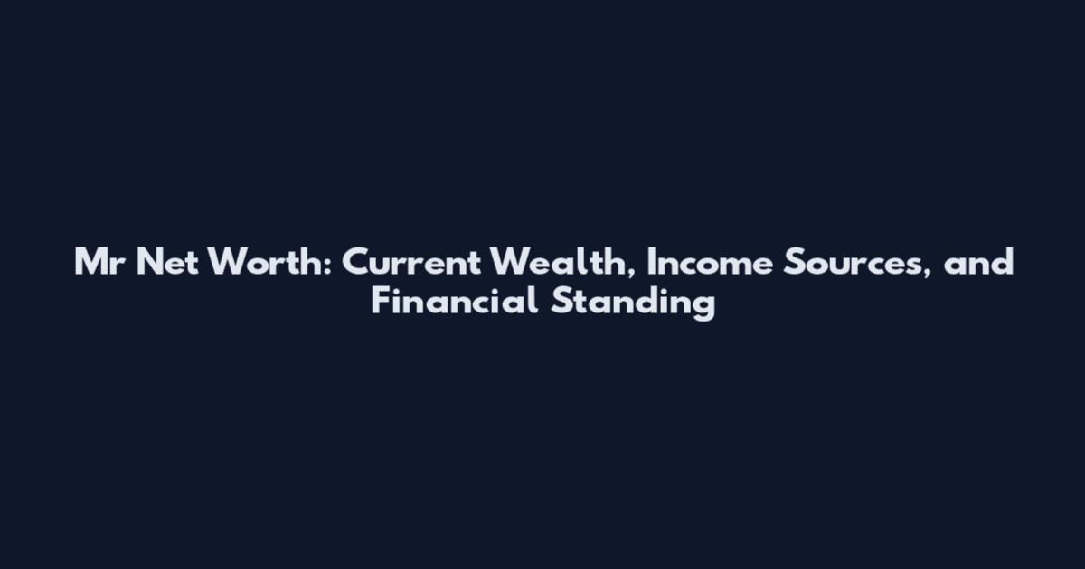Mr Net Worth: Current Wealth, Income Sources, and Financial Standing