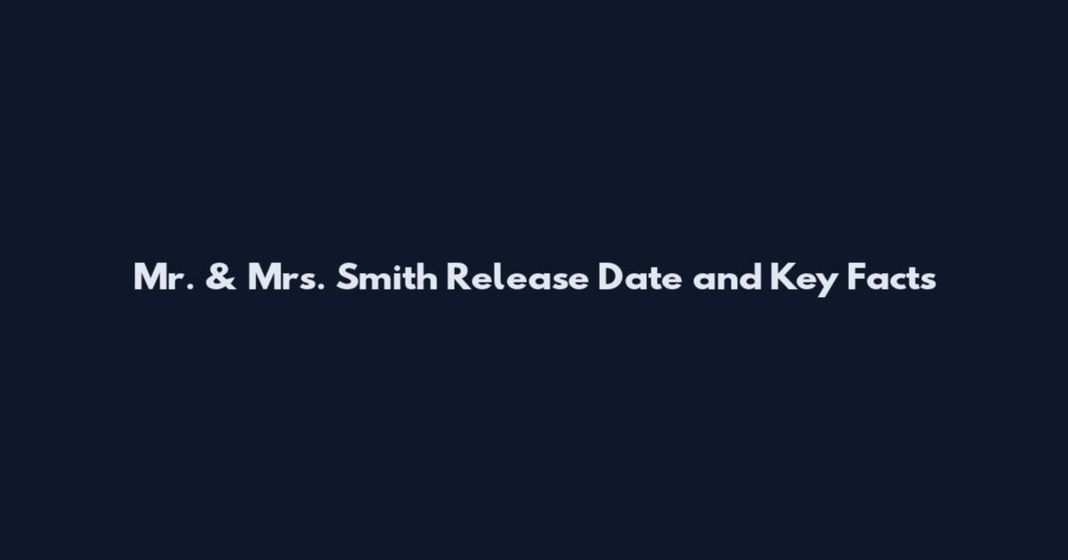 Mr. & Mrs. Smith Release Date and Key Facts