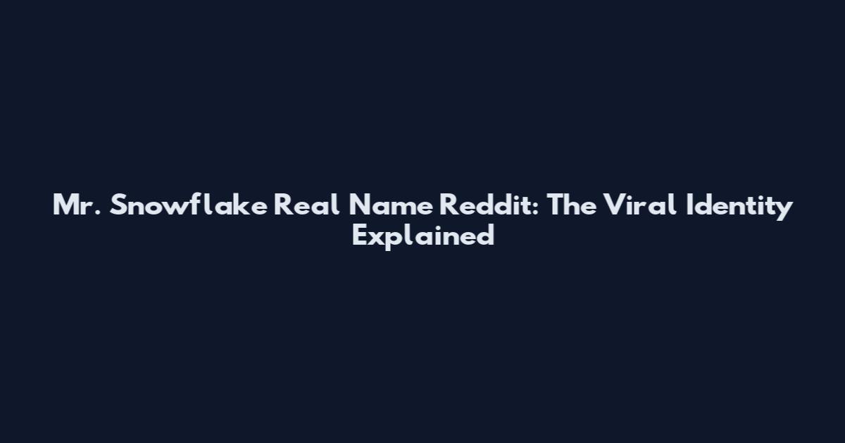 Mr. Snowflake Real Name Reddit: The Viral Identity Explained