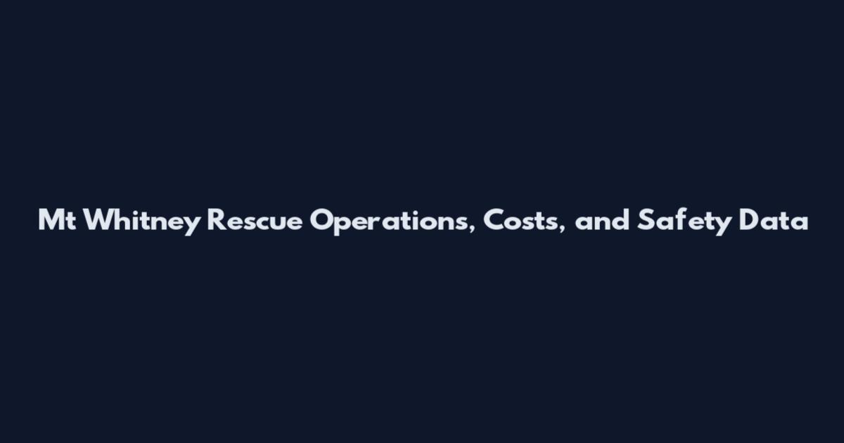 Mt Whitney Rescue Operations, Costs, and Safety Data