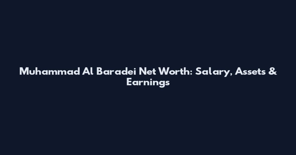 Muhammad Al Baradei Net Worth: Salary, Assets & Earnings