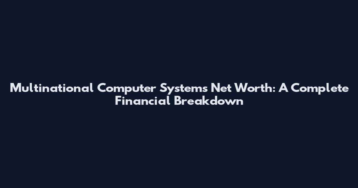 Multinational Computer Systems Net Worth: A Complete Financial Breakdown