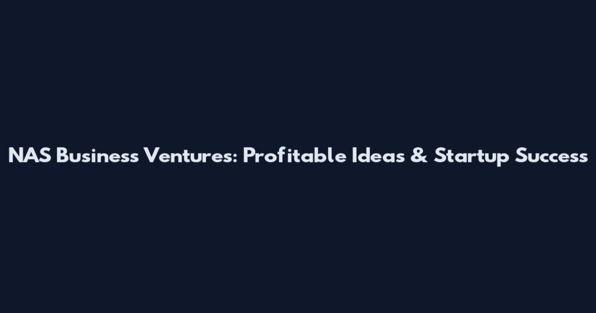 NAS Business Ventures: Profitable Ideas & Startup Success
