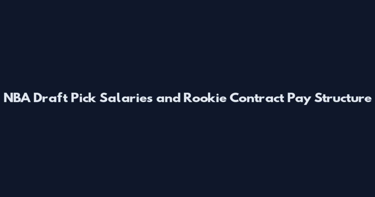 NBA Draft Pick Salaries and Rookie Contract Pay Structure